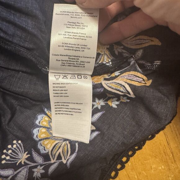 Farm Rio Floral Print Ruffled Tiered Layered Mini Skirt Blue Yellow Size XS a6 - Picture 6 of 7